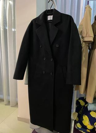 Зимнее черное пальто украинского производства шерстяной кашемир сит в стиле zara mango h&amp;m cos massimo dutti