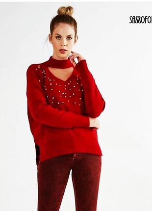 Брендовий червоний светр sassofono р. м сассофоно