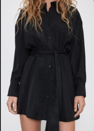 Гарна міні сукня чорна плаття сорочка від зара zara s3 фото