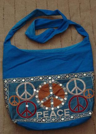 Блакитна хіпі сумка peace індія