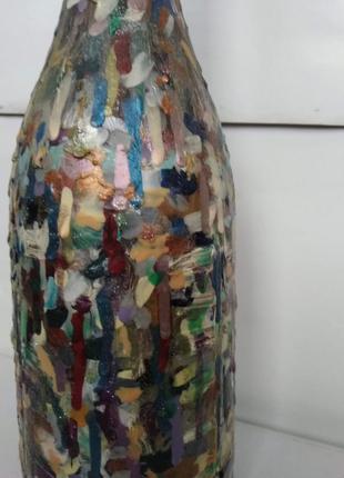 Пляшка розпис по склу ручна робота висота 31,5 см абстракціонізм1 фото