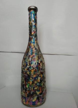 Пляшка розпис по склу ручна робота висота 31,5 см абстракціонізм2 фото