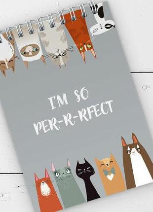 Блокнот на пружині а6 i'm so perfect (котики)1 фото