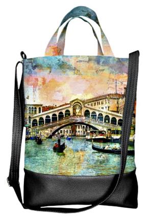 Городская сумка венеция экокожа+текстиль 40х34х11см1 фото