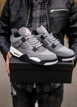 Женские высокие кожаные кроссовки nike air jordan retro 4 cool grey #найк