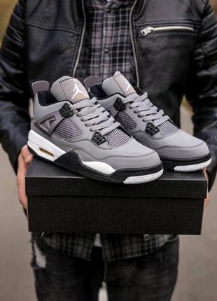Мужские высокие кожаные кроссовки nike air jordan retro 4 cool grey #найк
