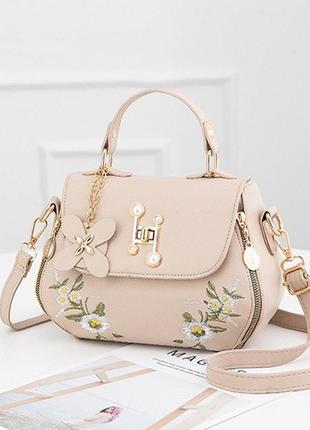 Жіноча міні сумочка з квітами, маленька сумка для дівчини з вишивкою7 фото