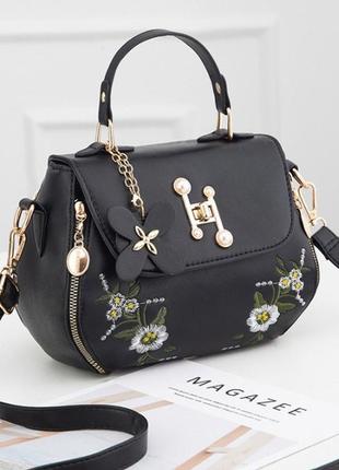 Жіноча міні сумочка з квітами, маленька сумка для дівчини з вишивкою