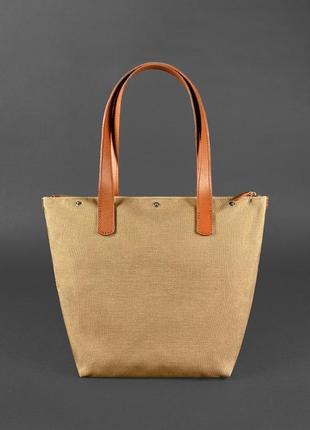Кожаная плетеная женская сумка шоппер, сумка-шопер из натуральной кожи размер l светло-коричневая4 фото