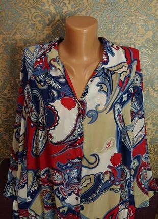 Красивая женская блуза в рисунок большой размер батал 56/58 блузка блузочка рубашка батник7 фото