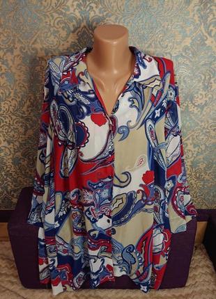 Красивая женская блуза в рисунок большой размер батал 56/58 блузка блузочка рубашка батник8 фото