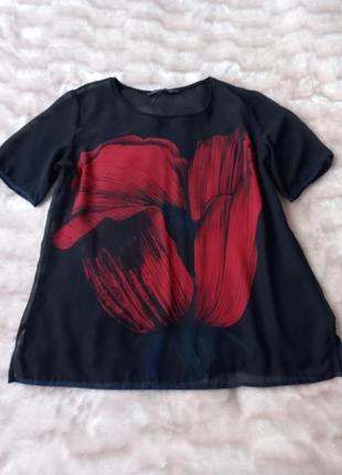 Шифоновая  блуза футболка zara размер m,l