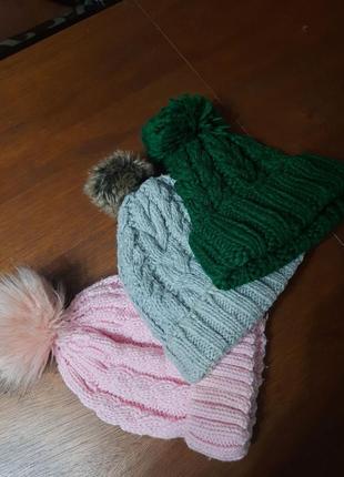Набор 3 шапки и шарф5 фото