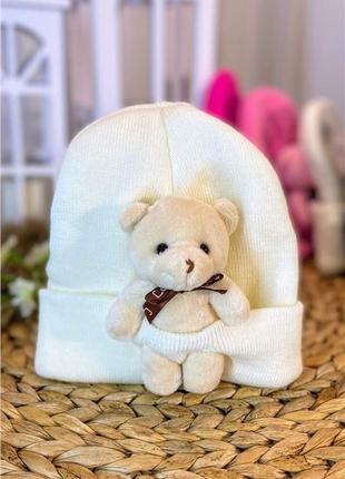 Красивая нарядная шапка для девочки на весну teddy bear