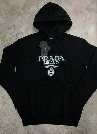 Худі с капюшоном на флисе с начесом тёплый зима осень черный