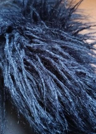 Темно-синяя эко шубка жакет р. s zara с длинным ворсом лама шуба6 фото