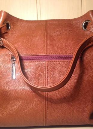 Супер модная сумка из натуральной кожи рыжего цвета2 фото