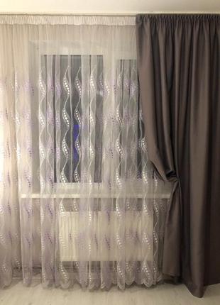 Комлект штор, штора и тюль,комплект в спальню, комплект в гостинную1 фото