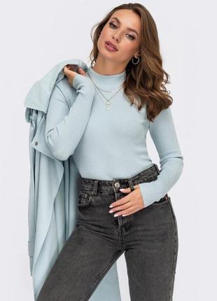 Базовий рожевий персиковий гольф з фактурного в'язаного трикотажу з невисоким коміром5 фото