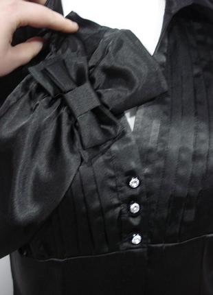 Сатиновая  блузка с бантиками на рукавах3 фото
