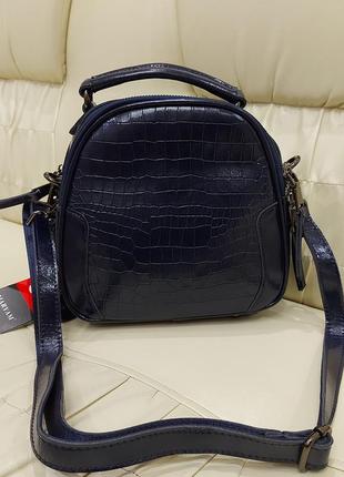 Синяя кожаная женская сумочка ble 0342