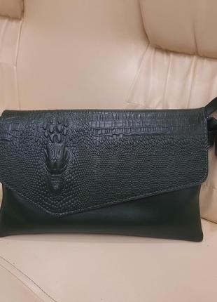 Жіноча шкіряна сумка клатч grn 1142 крокодиляча вичинка