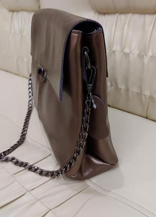 Женская сумка из натуральной кожи br910 бронзовая4 фото