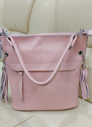 Женская сумочка розовая из натуральной кожи lpn6608