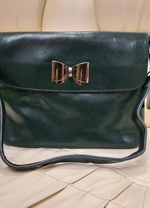 Женская сумочка зеленая из натуральной кожи grn2085