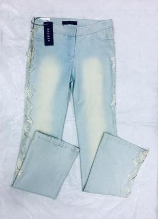 Джинсы balizza голубые клеш с кружевом женские оригинал