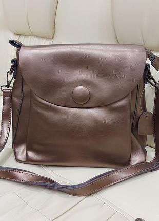 Бронзовая кожаная женская сумочка brn 148