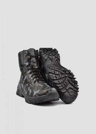 Берці черевики тактичні зима на хутрі чорні камуфляж військові2 фото