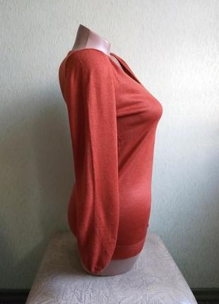 Свитер с широкими рукавами фонариками. пуловер. рыжий, терракотовый, коралловый, оранжевый.3 фото