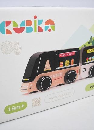 Іграшка машинка дерев'яна дитяча розвиваюча мандруюче кафе різнокольорове на магнітах 2 деталі cubik7 фото