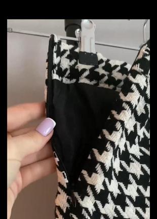 Твидовый костюм юбка и пиджак гусиная лапка