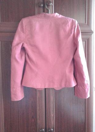 Льняной пиджак, жакет темно-розового  цвета per una3 фото