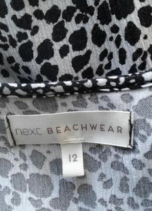 Брендовое вискозное черно-белое длинное пляжное платье-халат, платье на запах next beachwear8 фото