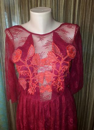 Вечернее кружевное платье с открытой спиной премиум бренд sandro paris