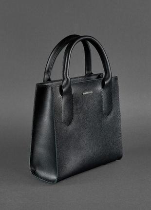 Женская кожаная сумка кросс-боди через плечо из натуральной кожи черная saffiano3 фото