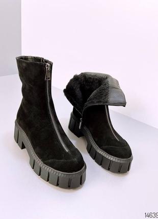 Натуральна замша зимові замшеві черевики зима ботинки 146392 фото