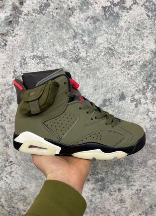 Кроссовки nike air jordan retro 6 x trawis scott haki2 фото