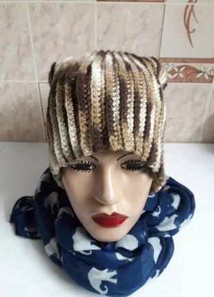 Шапка женская бинни меланжевая