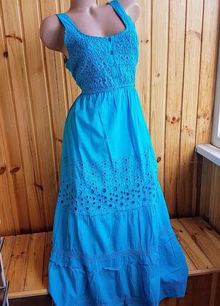 Распродажа красивенный коттоновый  бирюзовый сарафан xl-2xl