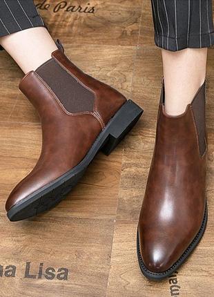 Стильные ботинки челси в английском стиле из эко кожи большой размер6 фото