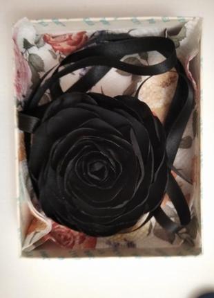 Чокер з чорною розою троянда6 фото