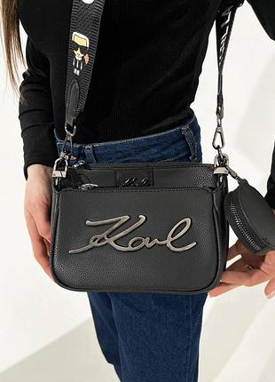 Черная сумка в стиле karl lagerfeld клатч кроссбоды черная сумочка