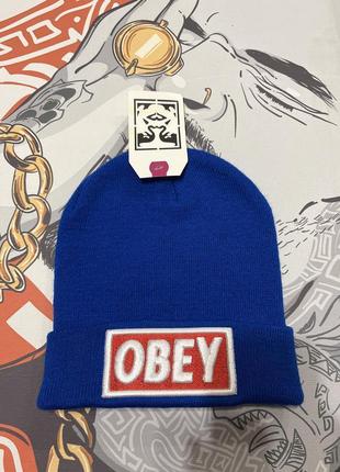 Шапка синяя obey распродажа хип хоп2 фото