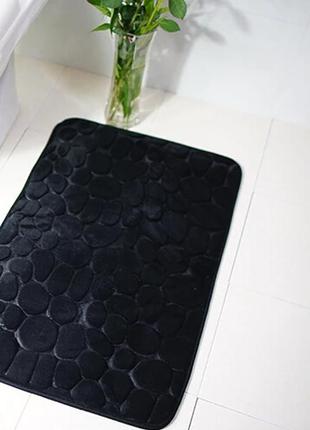 Плюшевий килимок «галька» 40×60 см чорний4 фото