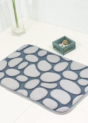 Плюшевий килимок «галька» 40×60 см сірий біколор