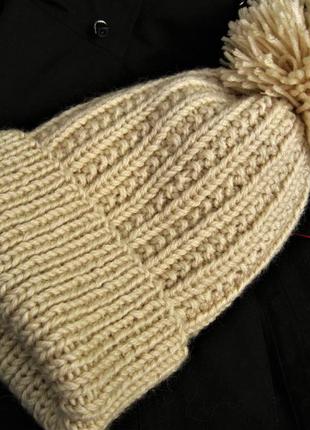 Зимняя вязаная шапка с помпоном3 фото